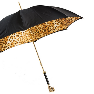 Double cloth metal handle luxury Italian women's umbrella side view