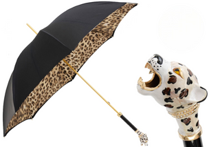 Enameled brass handmade Italian double cloth manual umbrella front view