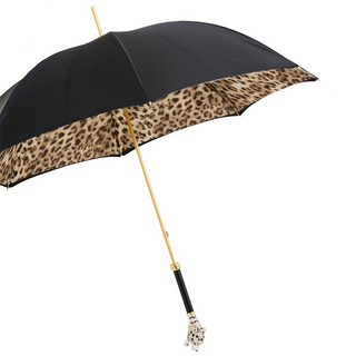 Enameled brass handmade Italian double cloth manual umbrella side view