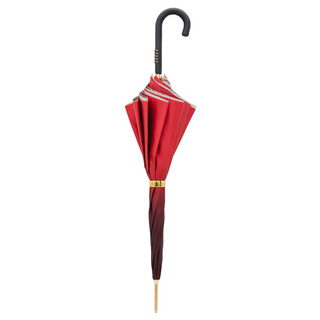 Red python leather studs handle luxury women's umbrella close-up handle detail