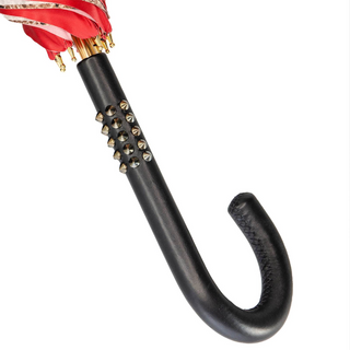 Red python leather studs handle luxury women's umbrella open canopy