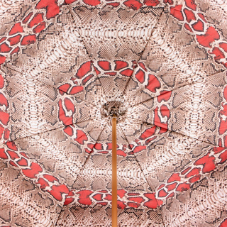 Red python leather studs handle luxury women's umbrella top view