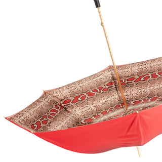 Red python leather studs handle luxury women's umbrella handle view
