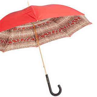 Red python leather studs handle luxury women's umbrella side view