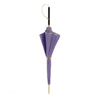 Double cloth floral handmade Italian wood brass umbrella close-up