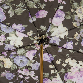Double cloth floral handmade Italian wood brass handle umbrella top
