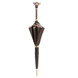Brown chihuahua handmade Italian luxury enameled brass umbrella close-up