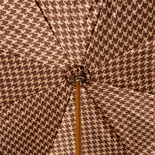 Brown chihuahua handmade Italian luxury enameled brass umbrella open