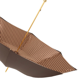 Brown chihuahua handmade Italian luxury enameled brass umbrella top view