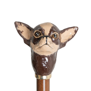 Brown chihuahua handmade Italian luxury enameled brass umbrella canopy