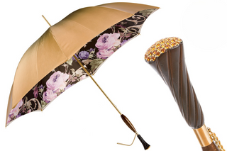 Luxury vintage handmade Italian double cloth Swarovski crystal umbrella front