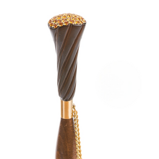 Luxury vintage handmade Italian double cloth Swarovski umbrella open