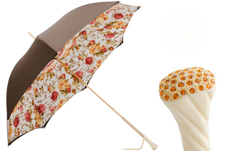 Luxury vintage handmade Italian Swarovski crystal handle umbrella front