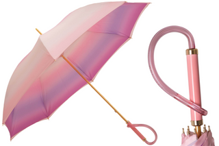 Pink ombre acetate handle handmade Italian polyester umbrella front view