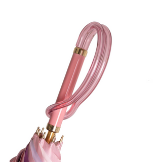 Pink ombre acetate handle handmade Italian polyester umbrella top view
