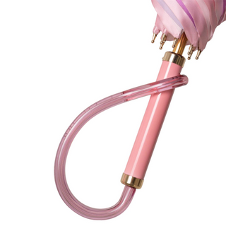 Pink ombre acetate handle handmade Italian polyester umbrella canopy detail