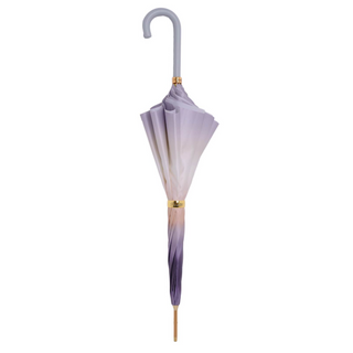 Grey ombre leather handle handmade Italian umbrella close-up