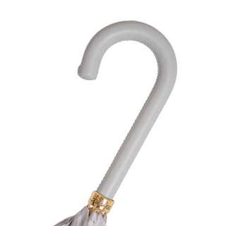 Grey ombre leather handle handmade Italian umbrella canopy detail