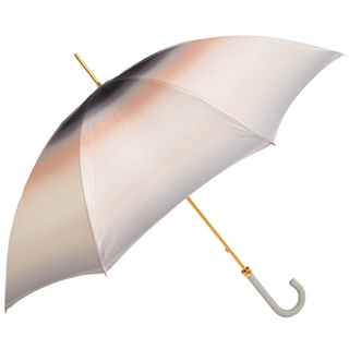Grey ombre leather handle handmade Italian umbrella side view