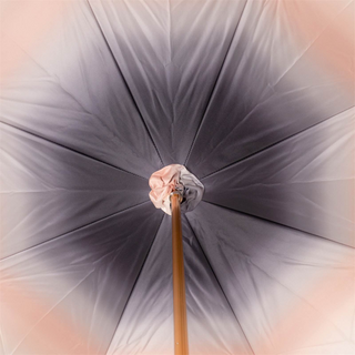Grey ombre leather handle handmade Italian umbrella open canopy