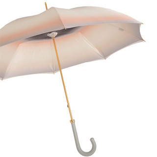 Grey ombre leather handle handmade Italian umbrella top view