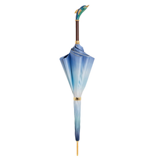 Designer dolphin handmade Italian blue brass umbrella close-up