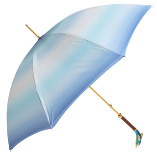 Designer dolphin handmade Italian blue brass handle umbrella side view