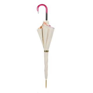 Tropical double cloth handmade Italian acetate handle umbrella close-up