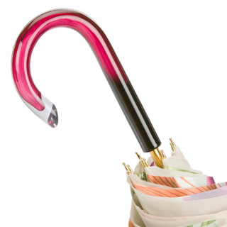 Tropical double cloth handmade Italian acetate handle umbrella open