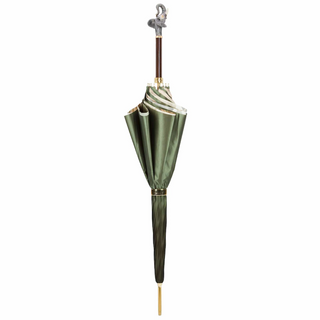 Elephant handmade Italian luxury brass handle umbrella close-up