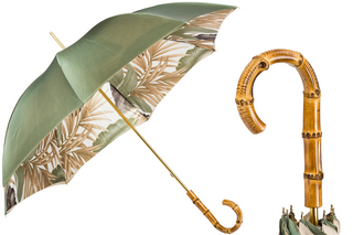Tropical handmade Italian bamboo handle double cloth gift box umbrella front