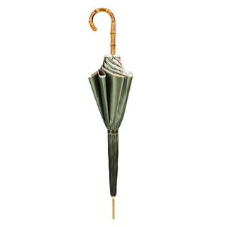 Tropical bamboo handle handmade Italian double cloth umbrella close-up