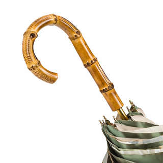 Tropical bamboo handle handmade Italian umbrella open canopy