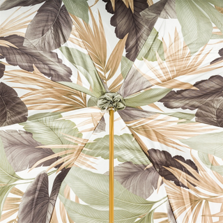 Tropical bamboo handle Italian double cloth gift box umbrella top view