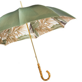 Tropical handmade Italian bamboo handle double cloth umbrella side