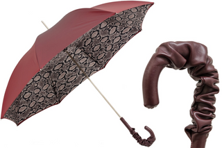 Luxury python leather handle Italian women's umbrella front view