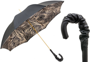 Snake print leather handle luxury Italian women's umbrella front view