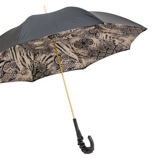 Snake print leather handle luxury Italian women's umbrella side view