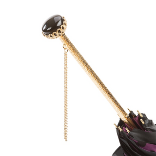 Black jeweled brass handle handmade Italian umbrella canopy detail