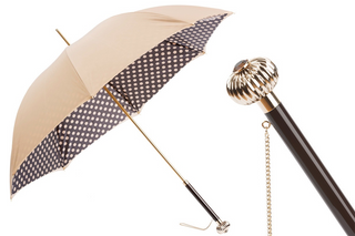 Classic polka dots double cloth jeweled handle handmade Italian umbrella front