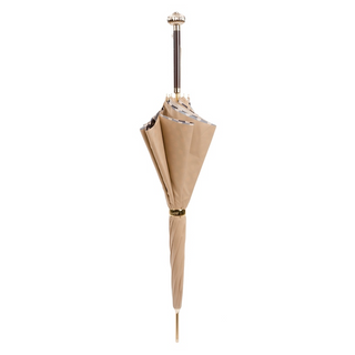 Classic polka dots double cloth jeweled handle handmade Italian umbrella close-up