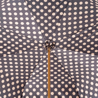 Classic polka dots double cloth jeweled handle handmade Italian umbrella open