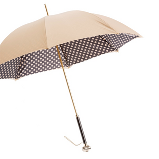 Classic polka dots double cloth jeweled handle handmade Italian umbrella side