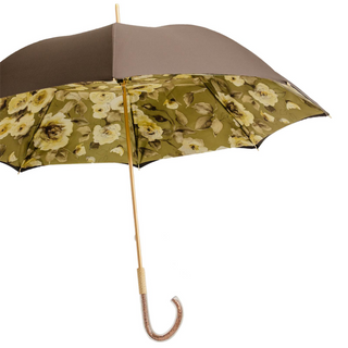 Khaki floral glitter handmade Italian manual acetate umbrella side