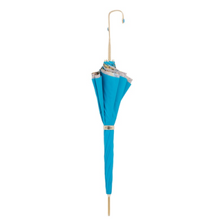 Animal print brass handle luxury women's umbrella close-up handle detail
