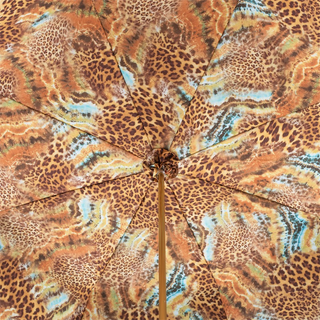 Animal print brass handle luxury women's umbrella top view