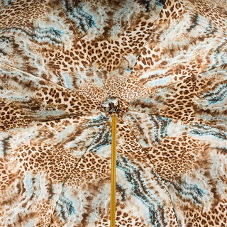 Blue animalier print acetate handle luxury women's umbrella top view