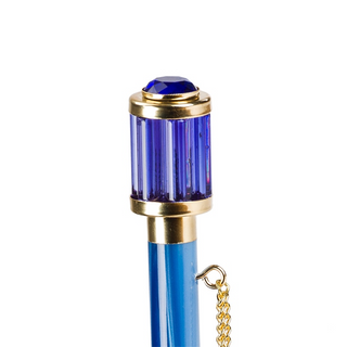 Blue animalier print acetate handle luxury women's umbrella open canopy