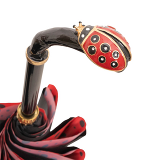 Ladybug handmade Italian luxury enameled brass umbrella canopy detail