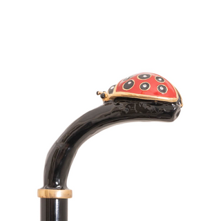 Ladybug handmade Italian luxury enameled brass umbrella detail